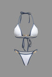 Vintage Pearl Detail Halter 2 Piece Bikini