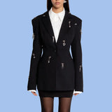 Personality Design Metal Decorative Suit Jacket Woman | Self-Fit Layout Commuting Workplace Fashion