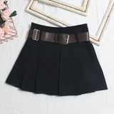 Shooting With Belt 100-Fold Skirt 2025 Summer Korean Version Of Small Short Skirt High-Waisted A Word Umbrella Skirt
