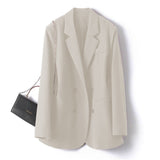 Zingj Small Suit Jacket Female Spring And Autumn Korean Version Loose Temperament Versatile Double Breasted Casual Professional Suit Jacket