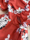Women Irregular Printed Dress Vintage Square Collar Puff Short Sleeve High Waist A-Line Slim Vestidos Elegant New