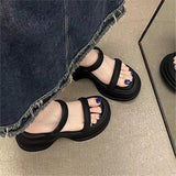 Women 2025 Summer New Black Lightweight Thick-Sed Thick-Heeled With Fashionable Wearing