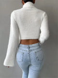 And Winter New Women's Sweater High-Neck Short-Sleeved Long-Sleeved Solid Anti-Sting Knitted