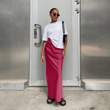 Zingj And Summer New Simulation Silk Skirt Satin Bread Hip Skirt Women Casual Color Tintail