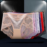 Sexy Transparent Lace Breathable Comfortable Mid-Rise Cotton Crotch Hips Fiery Pants