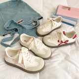 Fashion Training Shoes Women 2025 Summer New Thick-Soled Casual Women's Shoes College Style Lace Coloring Small White