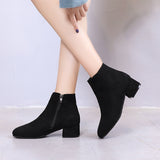 Boots Women's Boots Autumn Women's Style Korean Version Of The Fashion Style Coarse And Solid Color Round Head Casual Thin Short