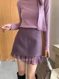 Xixi 2025 Autumn And Winter White Standard Temperament Pure Color Yarn Wool Half-Body Skirt A Word Short Skirt Woman