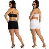 Zingj New Hot Drill Sling Zip Wrapped Chest Vest Shorts Two-Piece