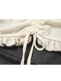 Shirt Vests Two-piece Set Women Frill Cute Short Sleeve O Neck Crop Top Harajuku Y2k Casual Tee Women Summer Chic Retro