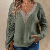 V-Neck Lace New Sweater Loose Casual Jacket Women's Knitwear