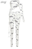 Irregular Hipster 2Piece Set Women Off Shoulder Skinny Tank Tops+High Waist Pants Casual Matching Streetwear