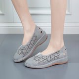 Casual Flat-Bottomed Hollow Hole Shoes Women Retro Round Head Pedal Lefu Shoes Lazy Single