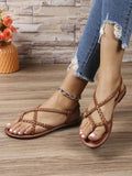 Temu Burst Flat Bottom Cool To Drag Roman Cross-Weaving Ladies