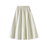 Leather Retro Style Skirt Long Half Skirt Female High-Waist A Skirt Temperament Umbrella Skirt