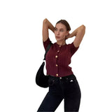 Women's INS Burst-Dress Round-Neck Fashion Knitted Short-Sleeved Short-Sleeved