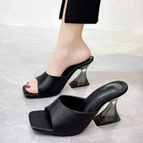 New 43 Large Women's Shoes Casual Cloth Type Shaped Transparent Thick And High Heel Slippers