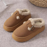 Cotton Shoes And Half Slippers Winter 2025 New Thick Soles Pedal Low Help Bread Shoes Belt Buckle With Velvet Cotton