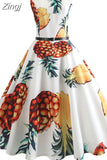 Print Summer Dress Women Vintage Dresses Elegant Retro Party Tank Sleeveless Casual Office