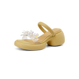 Zi Yan- -Foreign Style High With Thick With Thick Bottom Cool Slippers Female Platform Bottom Water Diamond Flower Fairy Shoes Outdoor Half