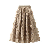 Industry Three-Dimensional Wave Point Black Mesh Half-Body Dress 2025 New Design Sense Hepburn Style Long Umbrella Skirt