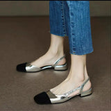 Fragrant Wind Baotou Sandals 2025 Female New Summer With Simple After Empty Color French High-Heeled Shoes Female Thick