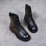 Leather Martin Boots Girl Retro Style British