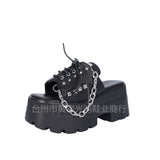 Women's Shoes In The Summer Of 2025 New Cool Slippers Pine Cake Thick-Soled Rivet Chain Coarse