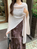 Xixi 13 Line 2025 Autumn White Standard Temperament Pure Color Knitted Cardigan B Pitch Sunscreen Hooded Women
