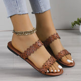 Zingj New Hollow Flat Bottom Slippers Female Summer Wear Casual One Word Large Size