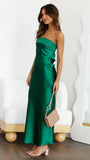 Zingj Spring And Summer New Temperament Famous Yuan Satin Hollow Out Back Wipe Chest Money Dress Long