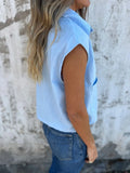 New Leisure Summer Loose Short-Sleeved Button Pocket Cotton Shirt