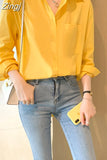 Fashion Spring Autumn 2023 New Women Shirts Turn Down Collar Solid Simple Chiffon Blouse Loose Clothes Blusas Tops