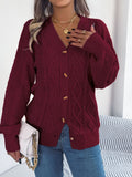 2025 Casual V-Neck Lantern Sleeve Taut Cardigan Sweater Coat Women's