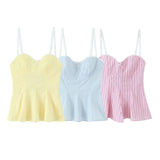 Women's Dress 2025 Summer Skirt Striped Bow Trim Sling Vest Coat Women