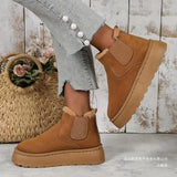 And South Korea Solid-Colored Thick Background Snow Boots Women's Pine Velvet Cloth Tight Belt Warm Cotton Boots