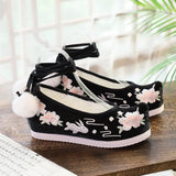 Zingj Shoes Hanfu Shoes Single Shoes / Cotton Shoes Hanging Wool Ball Embroidered Cloth Shoes Women's Shoes Warped Head Shoes Wedding