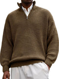 New Fashion Men's Sweater Casual Long Sleeve Half Zipper Collar Polo Shirt Top