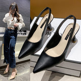 Spring And Summer New Pointed High-Heeled Shoes Women Fine Heel Head Sandals Behind The Empty Light Single
