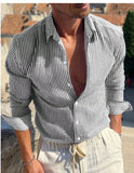 Men's Casual Striped Young Long Sleeve