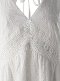 Mini Dress Women White Elegant Dress Female Sexy Sleeveless Spaghetti Strap Dress Ladies Hollow Out Backless Dress