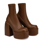 High-Tight Plus-Size Fashion Boots Women Autumn Coarse And Waterproof Table Frosted Skinny Leg
