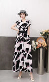 Light Luxury Retro Sleeveless V-Neck Print Dress Women's Summer Waists Thin Temperament Elegant Famous