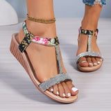 Zingj 2024 Bohemia New Wedge Diamond Fish Mouth Sandal Women's Plus Size Women's