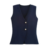Women's New Button Knitted Vest Skirt 4192015