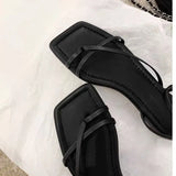 New Holiday Wind Korean Plate Cross Fine With Roman Sandals Cover Blue Flat