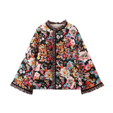 2023 Autumn And Winter New Style Lace Trumpet Sleeve Padded Coat Print-Outfit