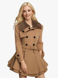 Women's Belt Repair Long Hair, Coat Skirt With Wool Double Buckle