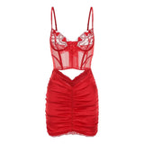 Pyjamas Beautiful Back Ice Silk High-End Fashion Personality Perspective Thin Lace Slings Pyjamas