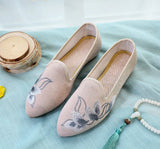 Zingj Shoes Single Shoes Lotus Embroidered Cloth Shoes With Cheongsam Pointed Muller Women's Shoes Spring And Autumn